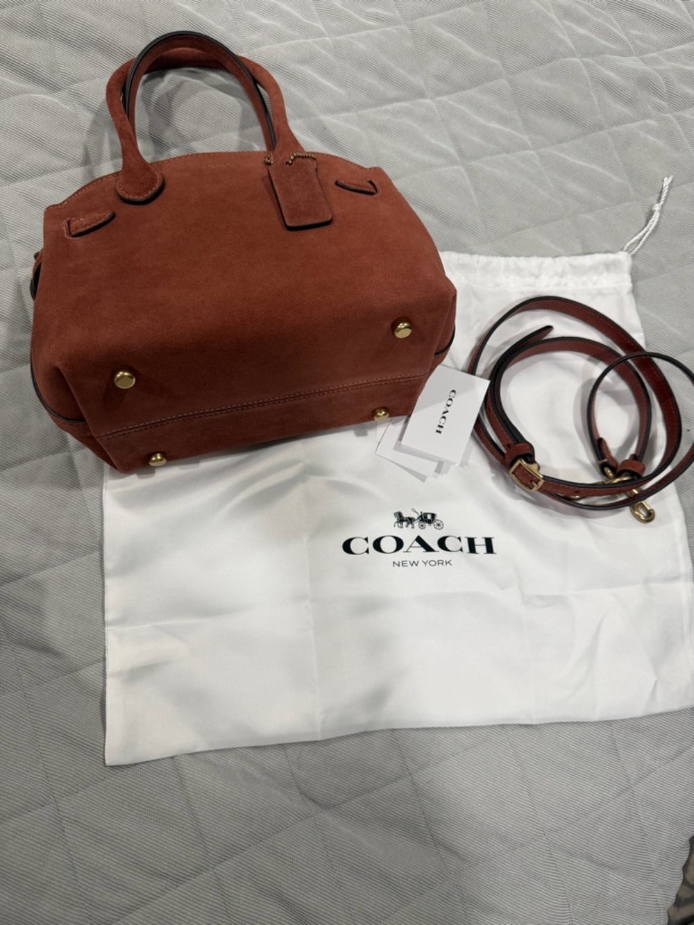 Coach Suede Satchel in Rust